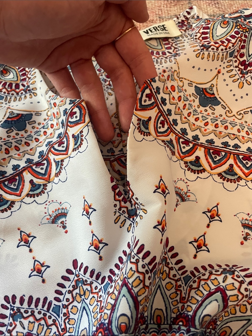 Sleeveless Medallion-Print Cream Camisole with Blue & Rust Accents - Picture 5 of 8
